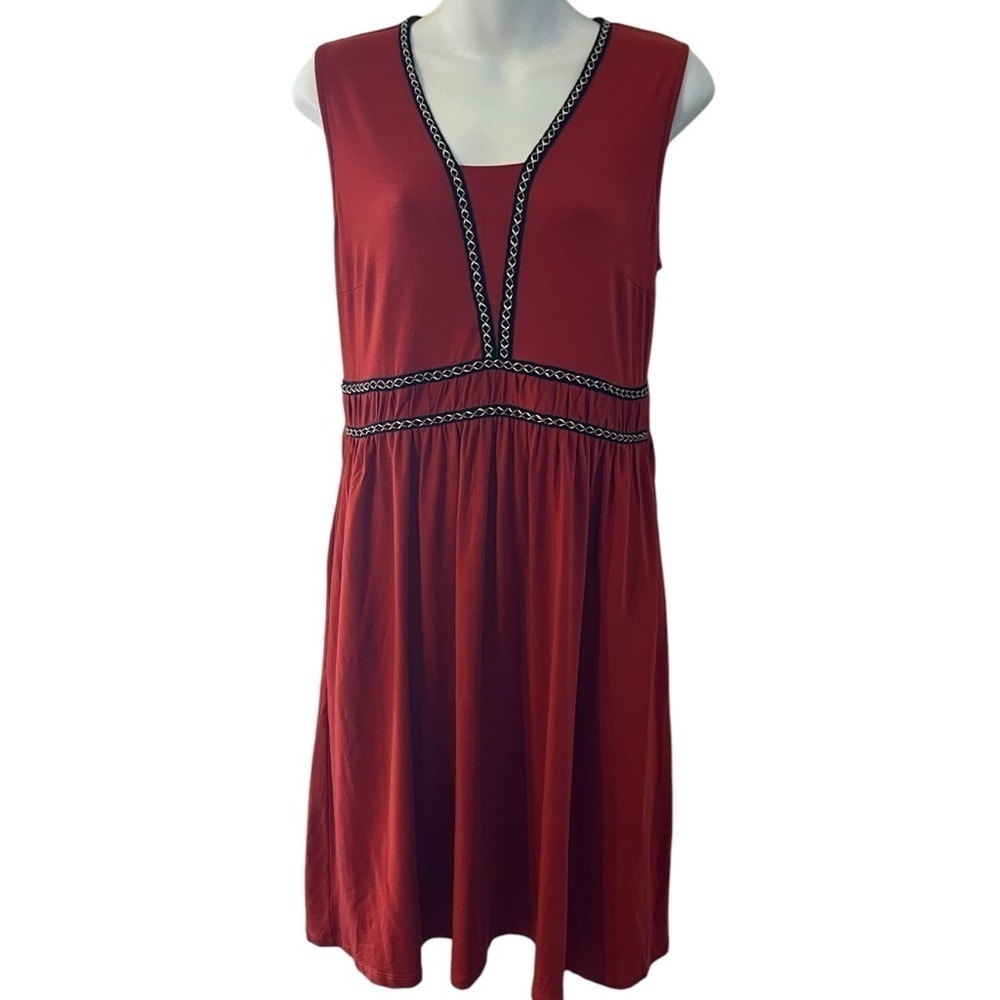 Garnet Hill Sleeveless Embroidered Orange Dress with Pockets Size Small